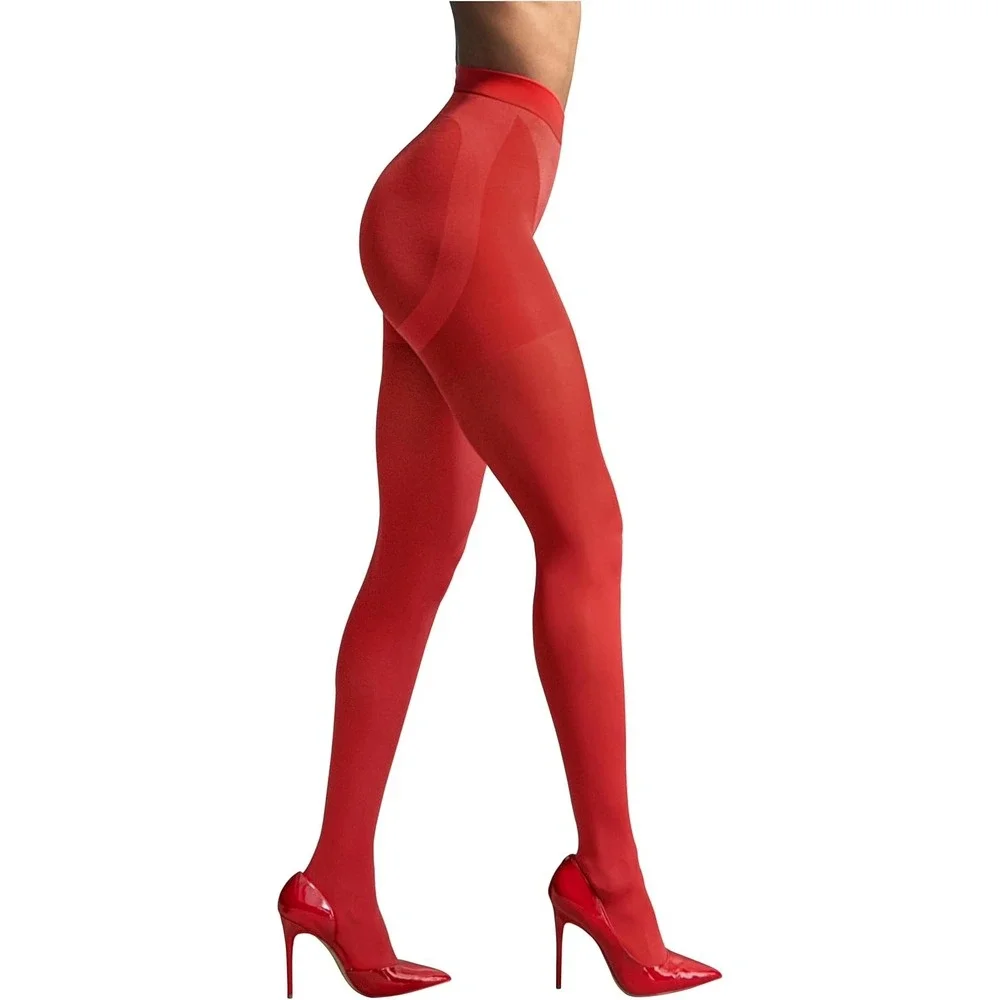 L'eggs 360 Contour Red Opaque Tights 60‎ Denier Large New